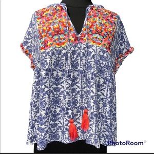 THML Embroidered Tassel Top